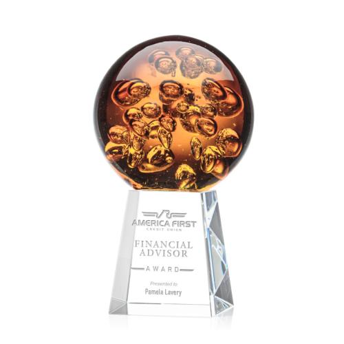 Awards and Trophies - Crystal Awards - Glass Awards - Art Glass Awards - Avery Globe on Celestina Base Glass Award