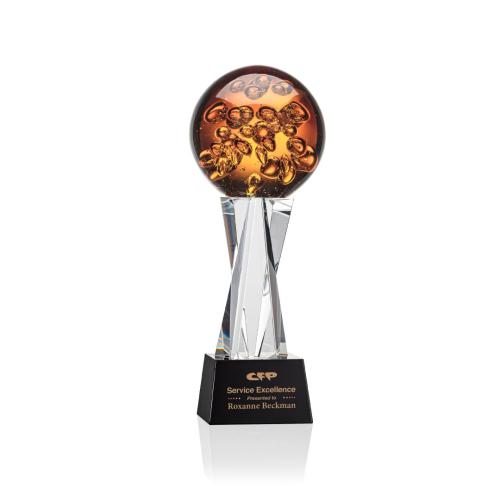 Awards and Trophies - Crystal Awards - Glass Awards - Art Glass Awards - Avery Globe on Grafton Base Glass Award