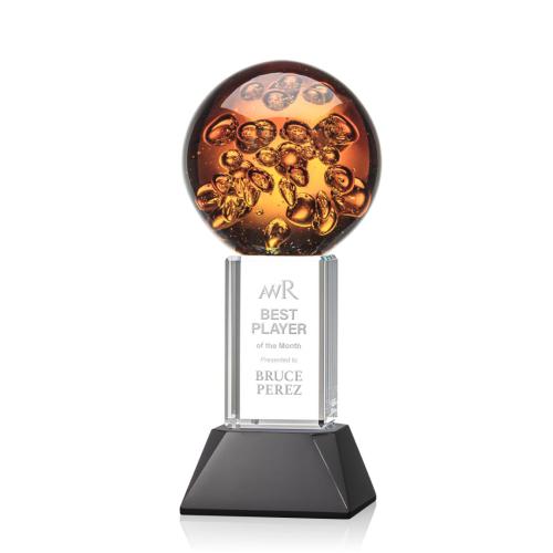Awards and Trophies - Crystal Awards - Glass Awards - Art Glass Awards - Avery Globe on Stowe Base Glass Award