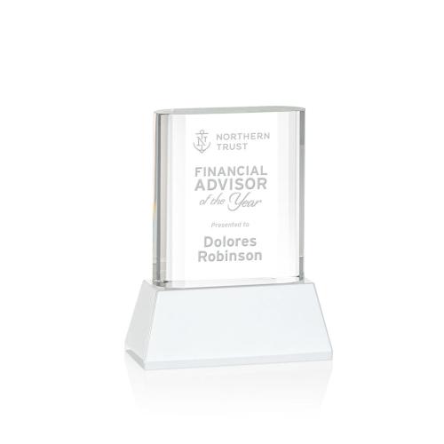 Awards and Trophies - Merit White on Base Rectangle Crystal Award