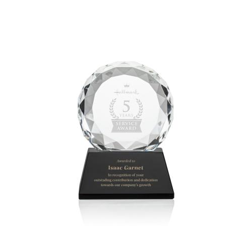 Awards and Trophies - Seville Black on Base Circle Crystal Award