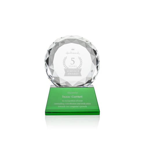 Awards and Trophies - Seville Green on Base Circle Crystal Award