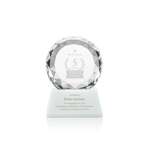 Awards and Trophies - Seville White on Base Circle Crystal Award