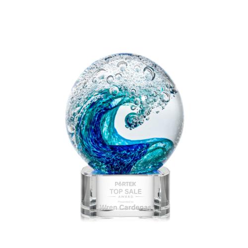Awards and Trophies - Crystal Awards - Glass Awards - Art Glass Awards - Surfside Clear on Paragon Globe Glass Award