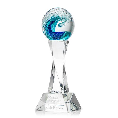 Awards and Trophies - Crystal Awards - Glass Awards - Art Glass Awards - Surfside Clear on Langport Towers Glass Award