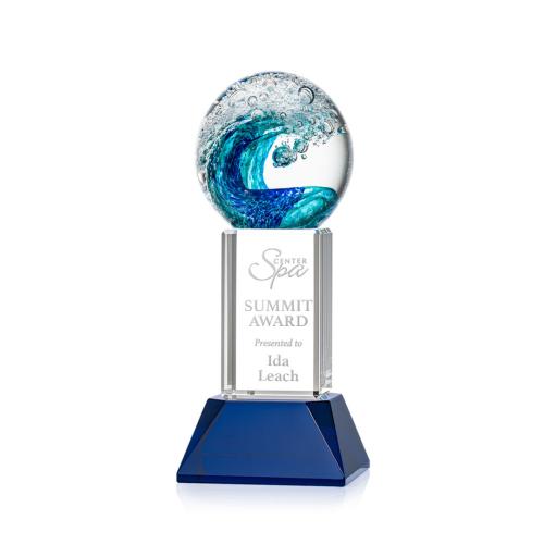 Awards and Trophies - Crystal Awards - Glass Awards - Art Glass Awards - Surfside Towers on Stowe Base Glass Award