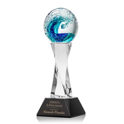 Awards and Trophies - Crystal Awards - Glass Awards - Art Glass Awards - Surfside Black on Langport Towers Glass Award