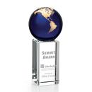 Luz Blue/Gold Globe Crystal Award