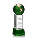 Luz Green/Gold on Base Globe Crystal Award