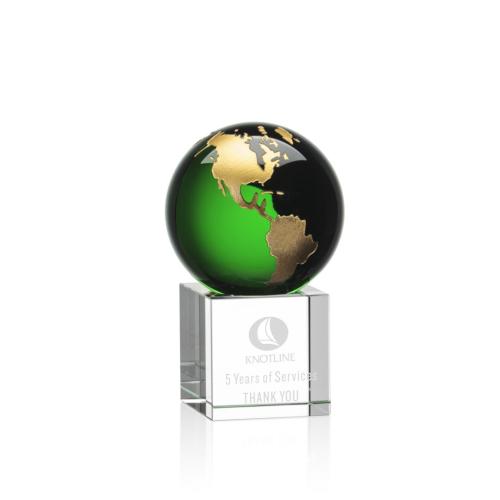 Awards and Trophies - Globe Awards - Haywood Green/Gold Globe Crystal Award