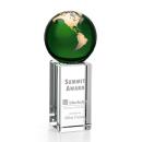 Luz Green/Gold Globe Crystal Award