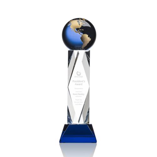 Awards and Trophies - Ripley Globe Blue/Gold Towers Crystal Award