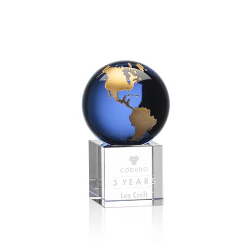 Awards and Trophies - Globe Awards - Haywood Blue/Gold Globe Crystal Award