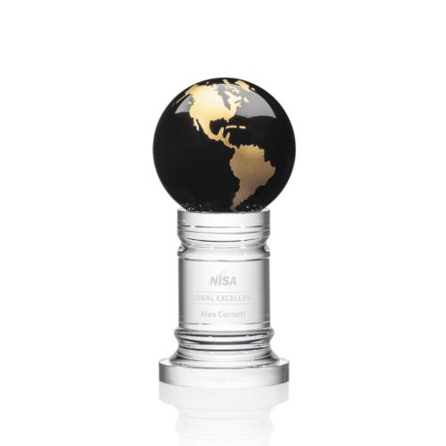 Awards and Trophies - Globe Awards - Colverstone Black/Gold Globe Crystal Award