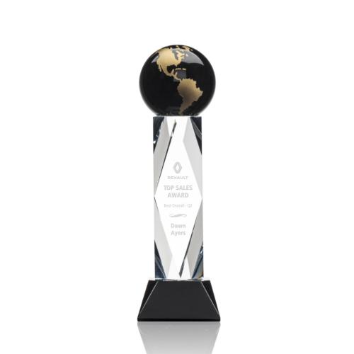 Awards and Trophies - Ripley Globe Black/Gold Towers Crystal Award