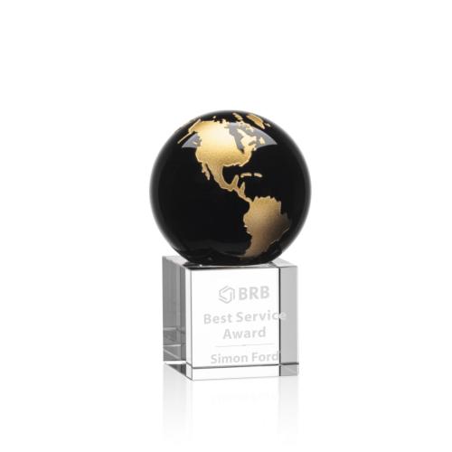 Awards and Trophies - Globe Awards - Haywood Black/Gold Globe Crystal Award