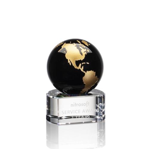 Awards and Trophies - Globe Awards - Dundee Black/Gold Globe Crystal Award