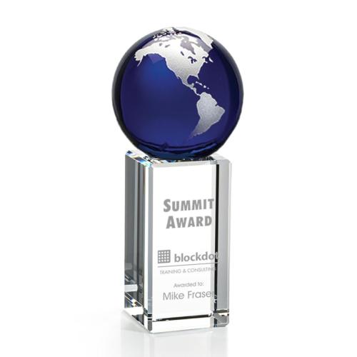 Awards and Trophies - Luz Blue/Silver Globe Crystal Award