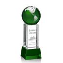 Luz Green/Silver on Base Globe Crystal Award
