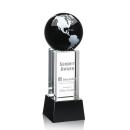 Luz Black/Silver on Base Globe Crystal Award