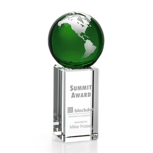 Awards and Trophies - Luz Green/Silver Globe Crystal Award