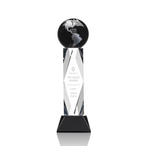 Awards and Trophies - Ripley Globe Black/Silver Towers Crystal Award