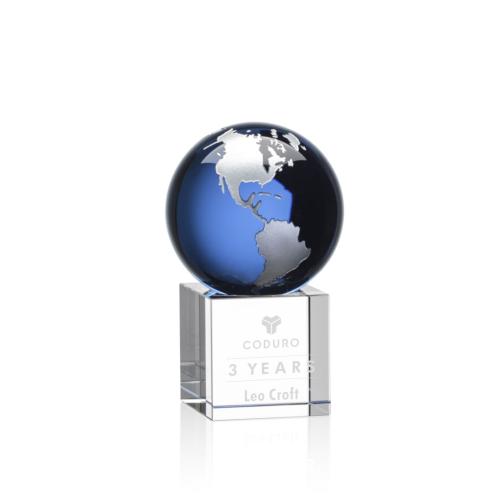 Awards and Trophies - Haywood Blue/Silver Globe Crystal Award