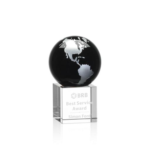 Awards and Trophies - Haywood Black/Silver Globe Crystal Award