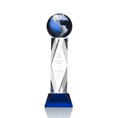 Awards and Trophies - Ripley Globe Blue/Silver Towers Crystal Award