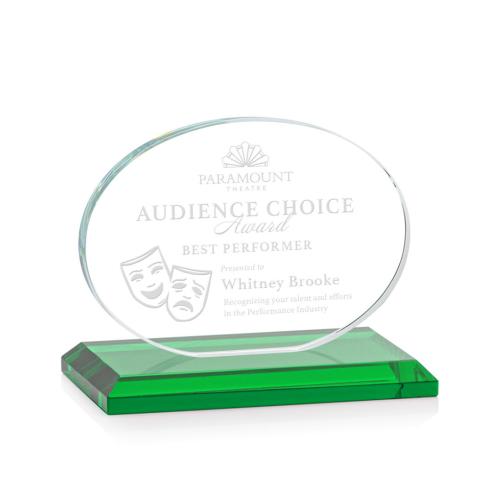 Awards and Trophies - Austin Green (Horiz) Circle Crystal Award