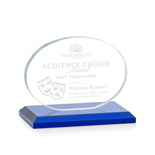 Awards and Trophies - Austin Blue (Horiz) Circle Crystal Award