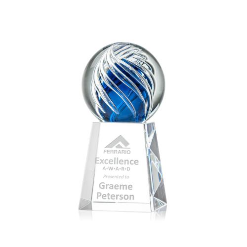 Awards and Trophies - Crystal Awards - Glass Awards - Art Glass Awards - Genista Globe on Celestina Base Glass Award