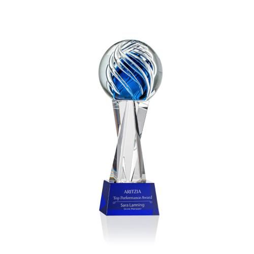Awards and Trophies - Crystal Awards - Glass Awards - Art Glass Awards - Genista Globe on Grafton Base Glass Award