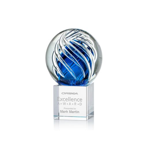 Awards and Trophies - Crystal Awards - Glass Awards - Art Glass Awards - Genista Globe on Granby Base Glass Award