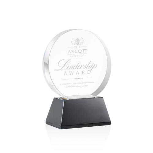 Awards and Trophies - Glenwood Black on Base Circle Crystal Award