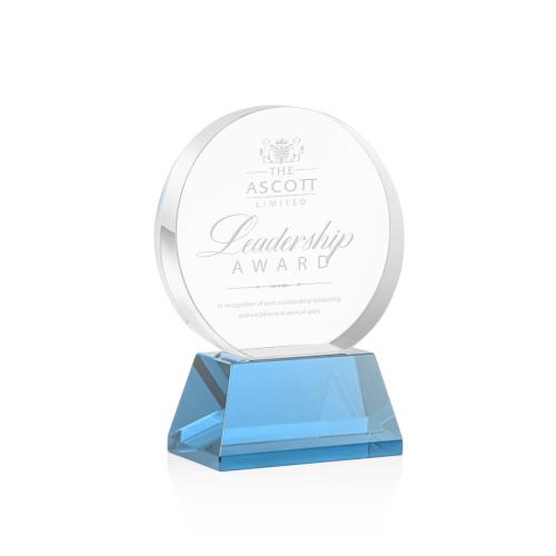 Awards and Trophies - Glenwood Sky Blue on Base Circle Crystal Award