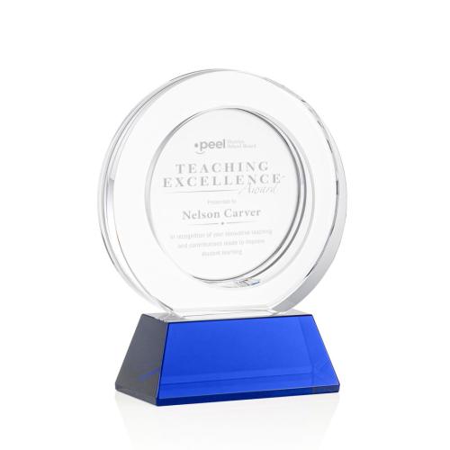 Awards and Trophies - Templeton Blue on Base Circle Crystal Award