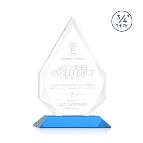 Awards and Trophies - Hawthorne Sky Blue Polygon Crystal Award