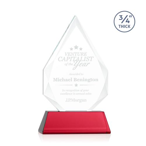 Awards and Trophies - Hawthorne Red on Newhaven Polygon Crystal Award