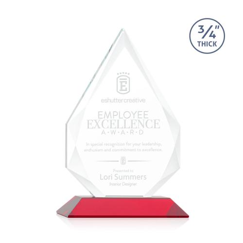 Awards and Trophies - Hawthorne Red Polygon Crystal Award