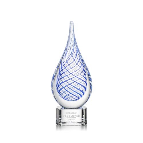 Awards and Trophies - Crystal Awards - Glass Awards - Art Glass Awards - Kentwood Clear on Paragon Base Tear Drop Glass Award