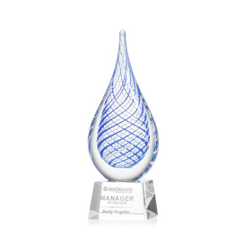 Awards and Trophies - Crystal Awards - Glass Awards - Art Glass Awards - Kentwood Clear on Robson Base Tear Drop Glass Award