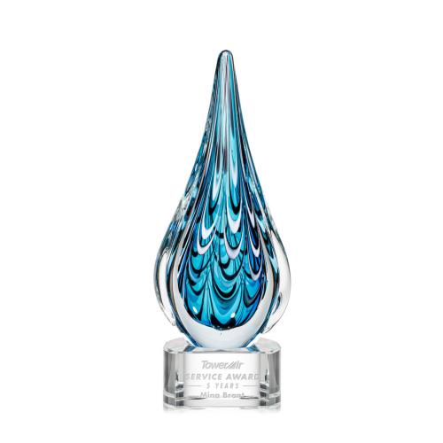 Awards and Trophies - Crystal Awards - Glass Awards - Art Glass Awards - Worchester Clear on Paragon Base Tear Drop Glass Award