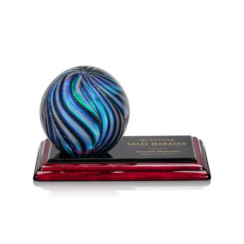 Awards and Trophies - Crystal Awards - Glass Awards - Art Glass Awards - Malton Globe on Albion™ Base Glass Award