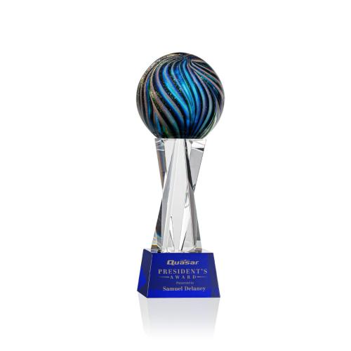 Awards and Trophies - Crystal Awards - Glass Awards - Art Glass Awards - Malton Globe on Grafton Base Glass Award