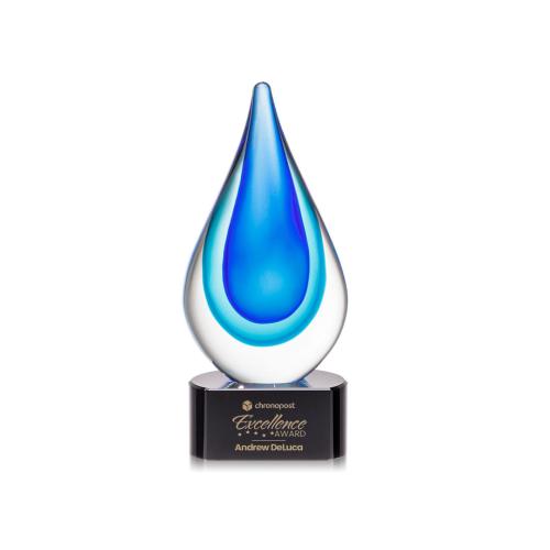 Awards and Trophies - Crystal Awards - Glass Awards - Art Glass Awards - Marseille on Paragon Base - Black