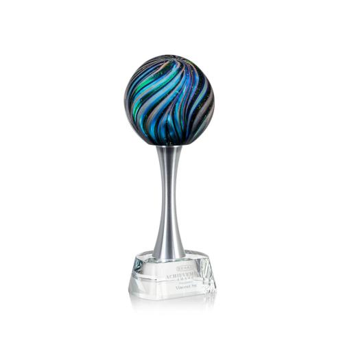 Awards and Trophies - Crystal Awards - Glass Awards - Art Glass Awards - Malton Globe on Willshire Base Glass Award