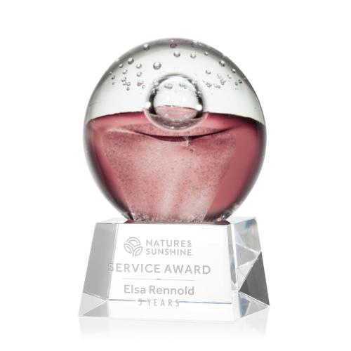 Awards and Trophies - Crystal Awards - Glass Awards - Art Glass Awards - Jupiter Clear on Robson Base Globe Glass Award