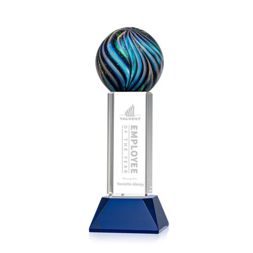 Awards and Trophies - Crystal Awards - Glass Awards - Art Glass Awards - Malton Globe on Stowe Base Glass Award