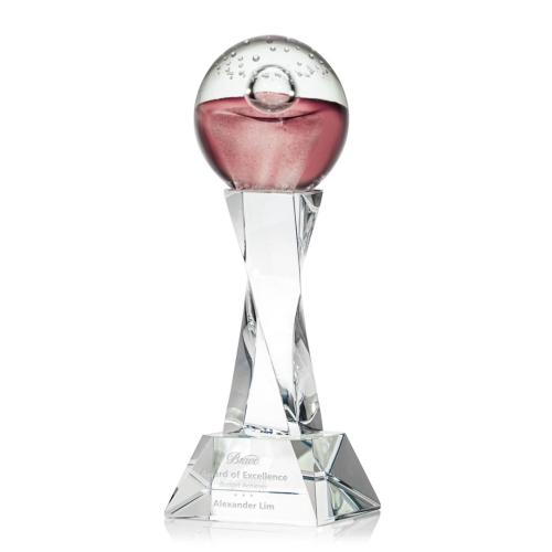Awards and Trophies - Crystal Awards - Glass Awards - Art Glass Awards - Jupiter Clear on Langport Base Globe Glass Award
